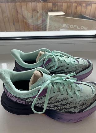 Трейлові кросівки hoka speedgoat 5 бірюзово-фіолетові розміру 37 1/3 з gore-tex