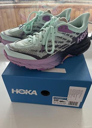 Трейлові кросівки hoka speedgoat 5 бірюзово-фіолетові розміру 37 1/3 з gore-tex6 фото
