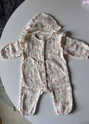 Мусліновий комплект для немовляти 0-3 місяці