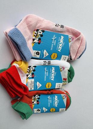 Дитячі шкарпетки бренду disnep mickey в наборі три пари від 2-4 і від 4-6 років розмір 23-26 і 27-30