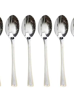 Набор столовых ложек 6 штук ножи из нержавеющей стали набор ложек 20.7 см серебро с золотой обводкой hp-20-31