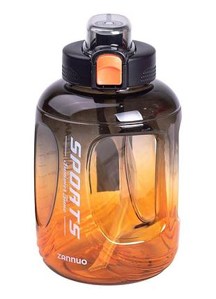 Бутылка для воды спортивная 1.6 л пластиковая с трубочкой с ремешком 22 см черная hp-14-35b