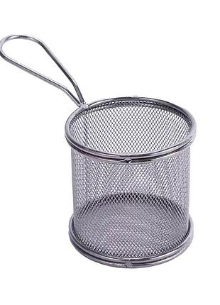 Кошик сервірувальний для фрі та снеків 9×9×9 см з гальванічним покриттям чорний hp-19-5-b