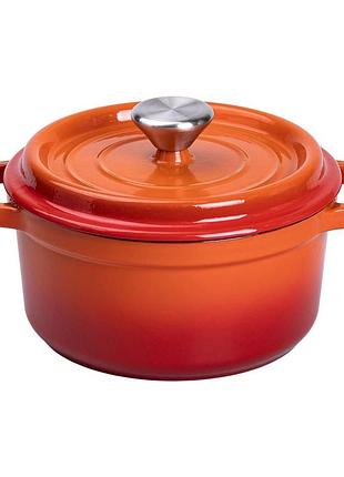 Каструля чавунна емальована 2 л з кришкою ø20 см помаранчева hp-1-2o