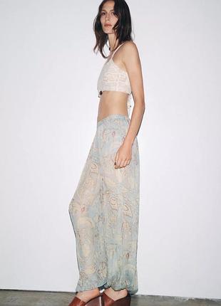 Брюки с цветами zw collection со сборками