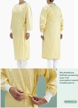 Гидроизоляционный халат mip длинные рукава с манжетами single н1775 многоразовый универсальный защитный