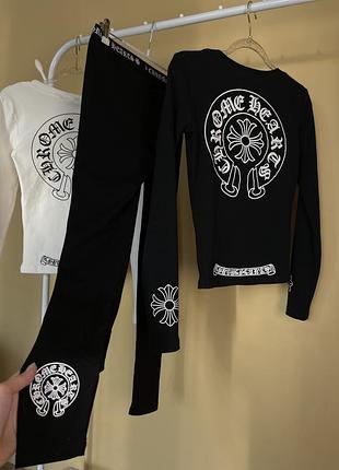 Костюм лонг+легінси  xs 🖤chrome hearts 🖤 100% - котон, натуральна тканина