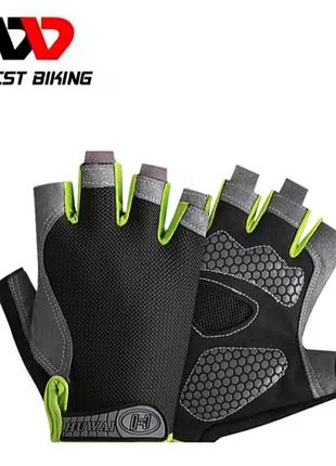Велоперчатки без пальців west biking розмір xl (салатові)