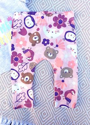 Брюки на 3-6мес, лосины на девочку 3-6 мес с мишками 🧸🎀