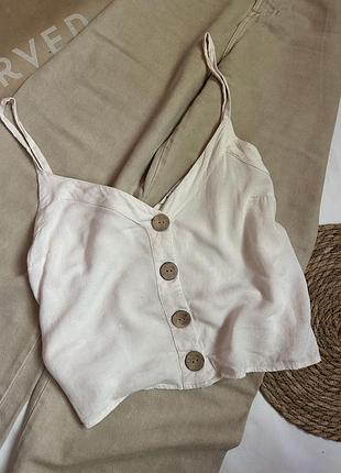 Топ из смесового льна stradivarius.