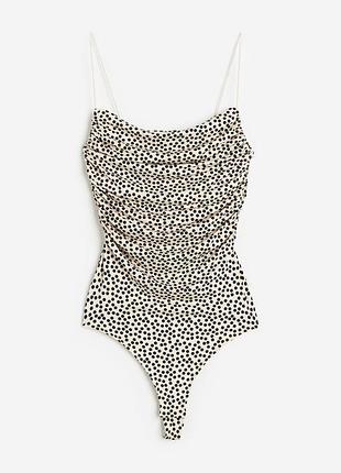 Боді майка в горошок в горох на тонких бретелях з затяжками від h&m