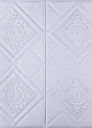 Самоклеюча 3d панель візерунок в ромбі білий 700x700x5мм (022-6)