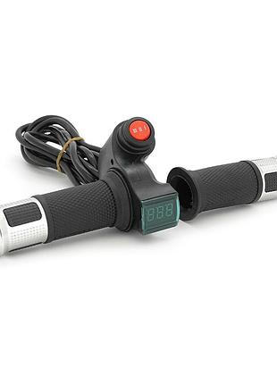 Ручка газа с кнопкой для электровелосипеда 12-72v+вольтметр, box