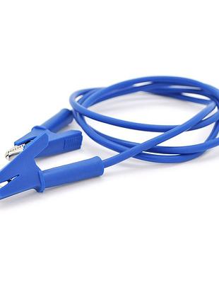 Соединительные  провода с зажимами акб, длина 1м, провод медный 1.0 мм2, "крокодилы" 59мм blue
