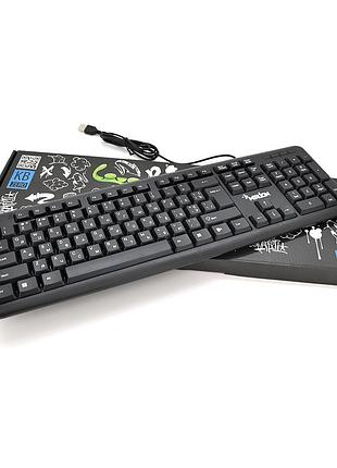 Клавіатура usb merlion kb-zero, довжина кабелю 135 см, (eng/укр/рус), (460х158х33 мм) black, 104 к, q20