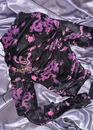 Новенький яскравий лонг з драконами boohoo