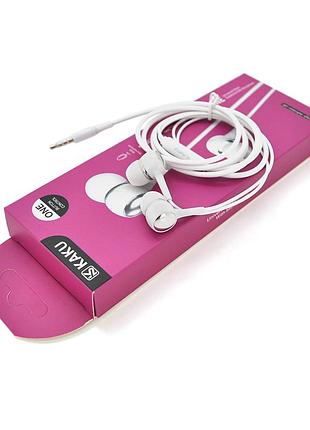 Наушники проводные ikaku ksc-401 aosheng с микрофоном, white, bох