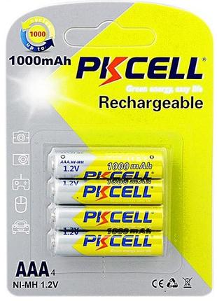 Акумулятор pkcell 1.2v aaa 1000mah nimh rechargeable battery, 4 штуки в блістері ціна за блістер, q12