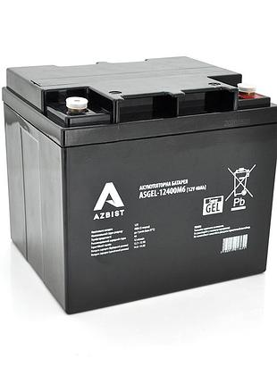 Аккумулятор azbist super gel asgel-12400m6, black case, 12v 40.0ah (196 x165 x 173),11,8kg q1/96
