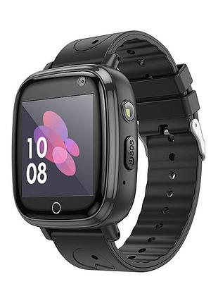 Детские смарт часы hoco y100, функция звонка и камера, кнопка sos, фонарик, black, box