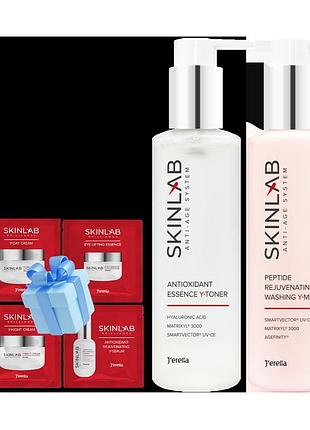 Набір очищення та тонізація skinlab anti-age + подарунок 4 пробника jerelia