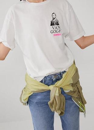 Крута футболка біла з принтом zara m