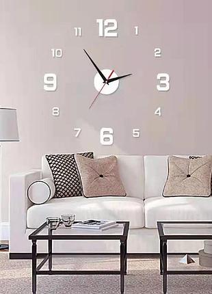 Годинник на стіну світний 3d, безкаркасний настінний годинник, наклейки на стіну, безшумний годинник