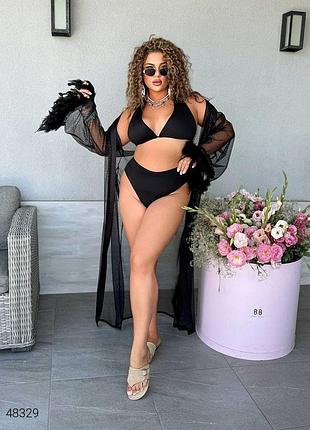 Раздельный купальник больших размеров черный
