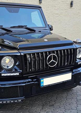 Передняя решетка (gt, с хром полосками) черная с хром полосками для mercedes g сlass w463 1990-2018 гг