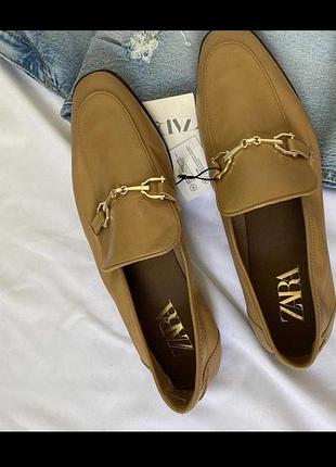 Туфлі zara 40/41 шкіряні лофери туфли