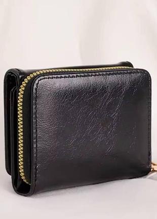Гаманець жіночий зі штучної шкіри чорний компактний