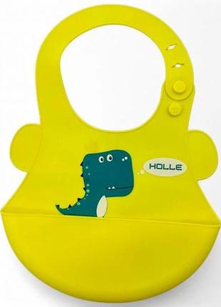 Слюнявчик силіконовий діно,в пак .31*24см .тм megazayka. 0616 жовтий