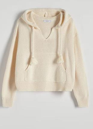 Бавовняний молочний джемпер reserved