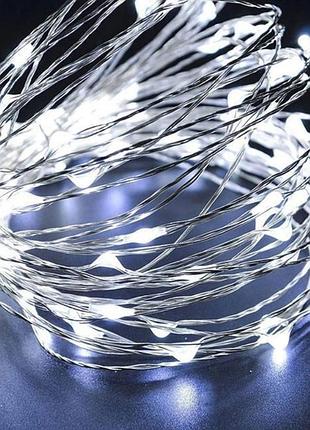 Світлодіодна гірлянда від usb, нитка "роса" біле світло 10 метрів 100 led ламп