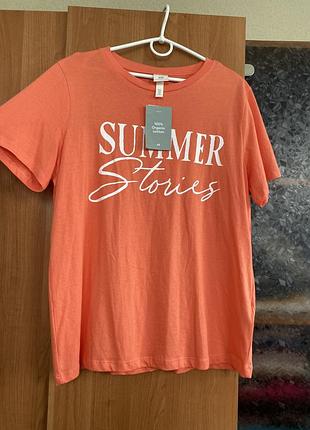 Нова літня жіноча коралова футболка h&m преміум якості