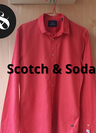 Scotch & soda червона стильна сорочка чоловіча в дрібний принт