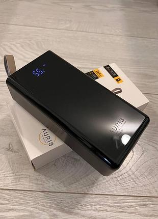 Повербанк auris 55000 мач с быстрой зарядкой для смартфона фонарик 2 usb+ 2type-c
