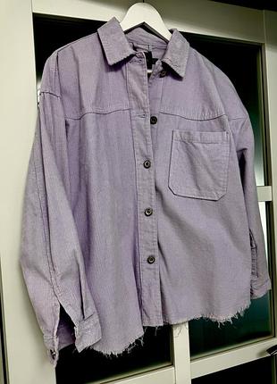 Сорочка в рубчик ніжно лавандового кольору