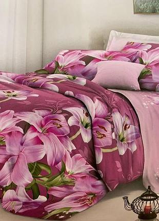 Двоспальний комплект постільної білизни бязь 3d premium 180х220 см (bp2-277)