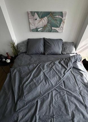 Сімейний комплект постільної білизни 100% бавовна dark grey 200х220 bls-5