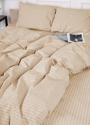 Півтораспальний комплект постільної білизни страйп сатин sweet vanila 150х220 sp1.5-3