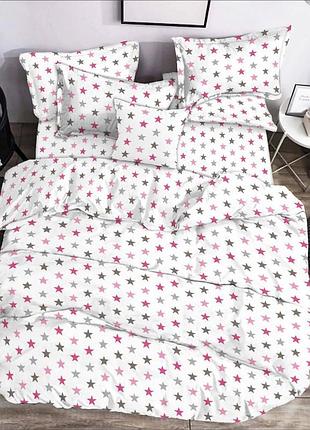 Півтораспальний комплект постільної білизни "рожеві зірки"
