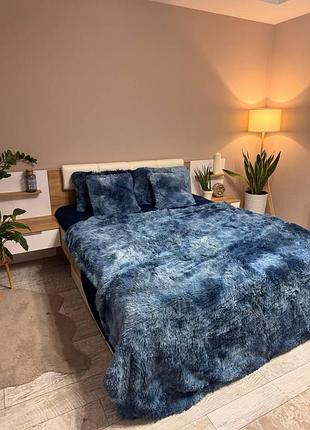 Велюрова постільна білизна євро розмір, двостороння (велюр/травка)