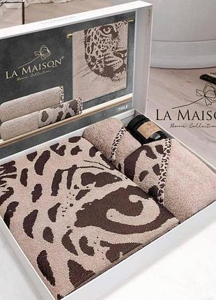 Подарунковий набір рушників la maison | махрові рушники 100% бавовна