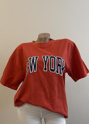 Вінтажна оверсайз футболка з принтом написом new york
