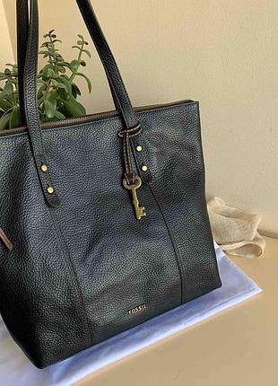 Велика шкіряна сумка шоппер fossil