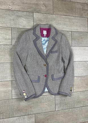 Joules blazer women uk 10 us 6 eu s tweed jacket gray піджак жакет блейзер