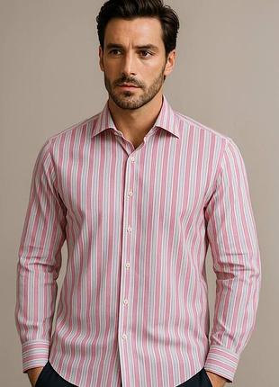 Рубашка мужская из коттона длинный рукав размер xl (50) бренд "pierre cardin".