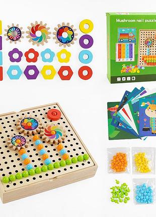 Мозаїка дерев’яна, шестерні, картки із завданнями, в коробці