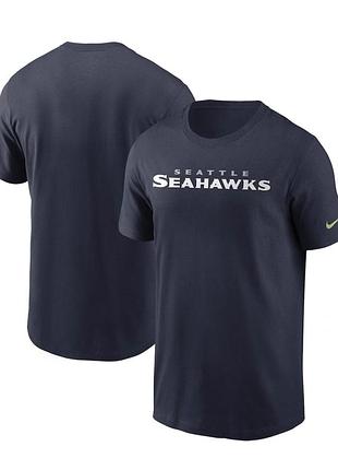 Стильна фірмова чоловіча футболка з написом команди seattle seahawks nike college navy.л